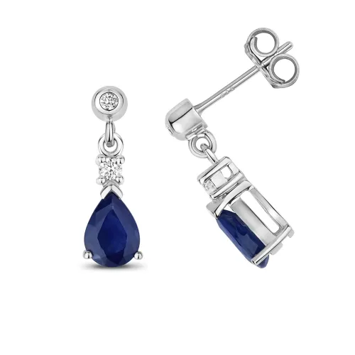 Sapphire Dangle Earrings White Gold 